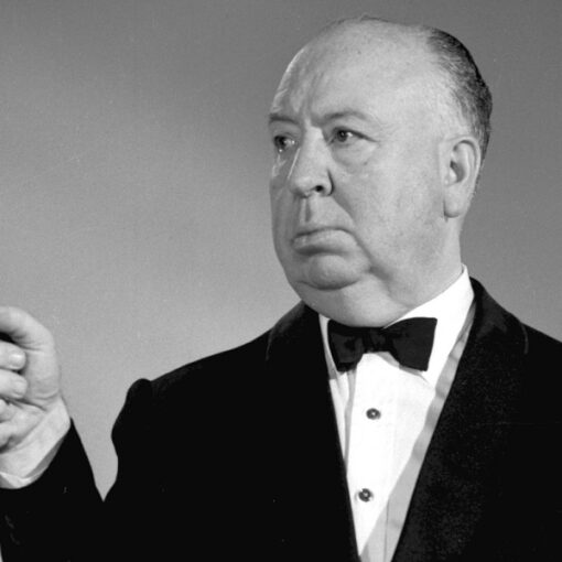 Alfred Hitchcock with a gun